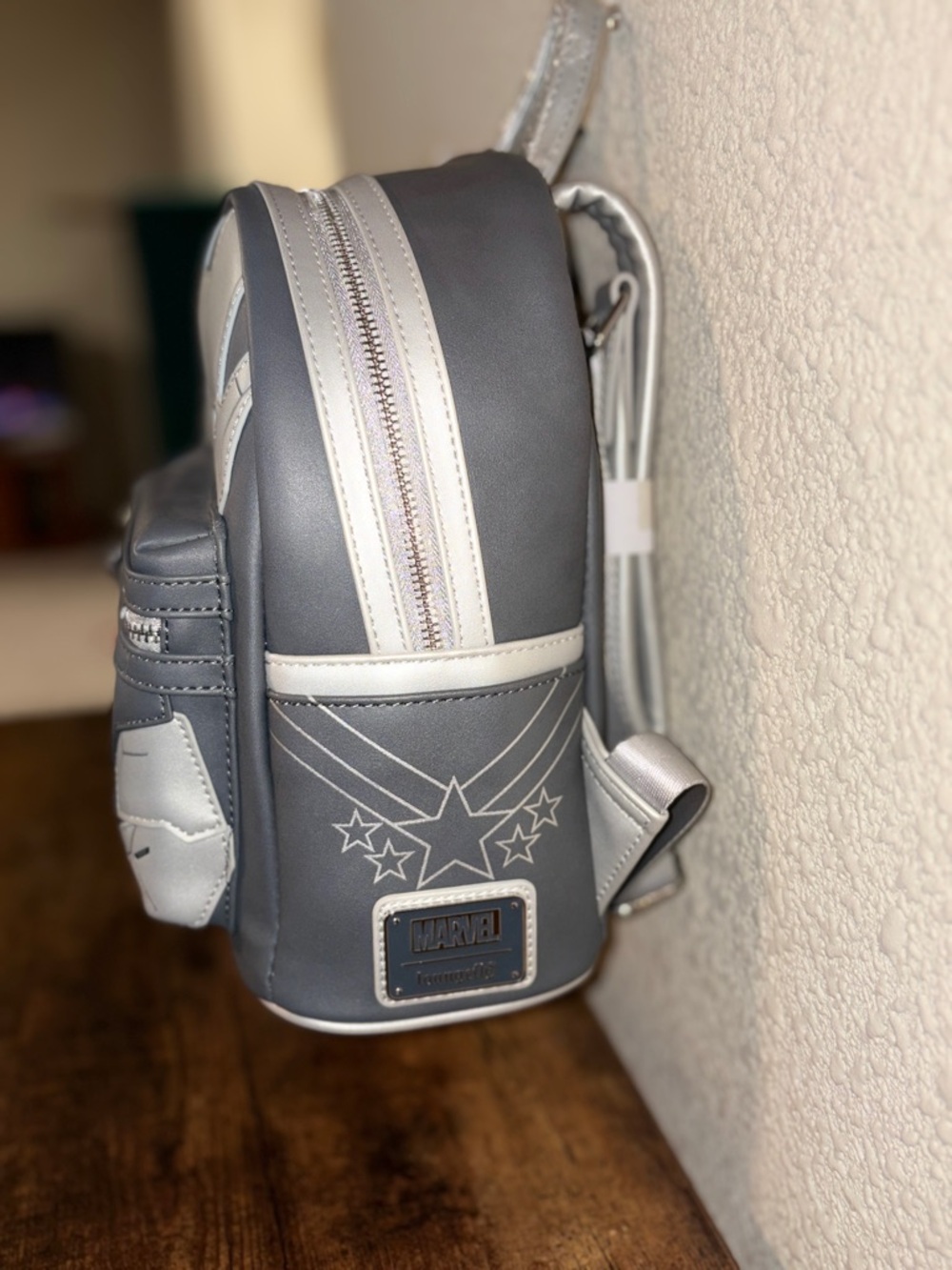 Marvel Loungefly War Machine Cosplay Mini Backpack Gray Armor NWT - Picture 5 of 7